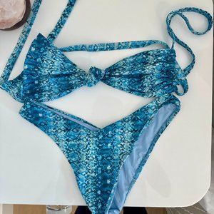 Frankies Blue Snake Skin Bikini Set